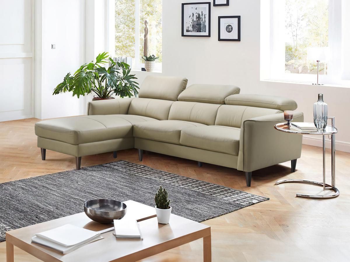 Vente-unique Ecksofa - Ecke links - Büffelleder - Beige - SALVI  
