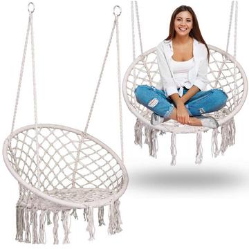 Fauteuil de jardin suspendu balançoire BOHO Beige