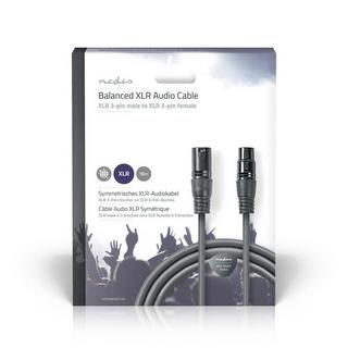 Nedis  Cavo audio bilanciato | XLR 3 pin maschio | XLR 3 pin femmina | Nichelato | 10,0 m | Rotondo | PVC | Grigio scuro | Confezione regalo 