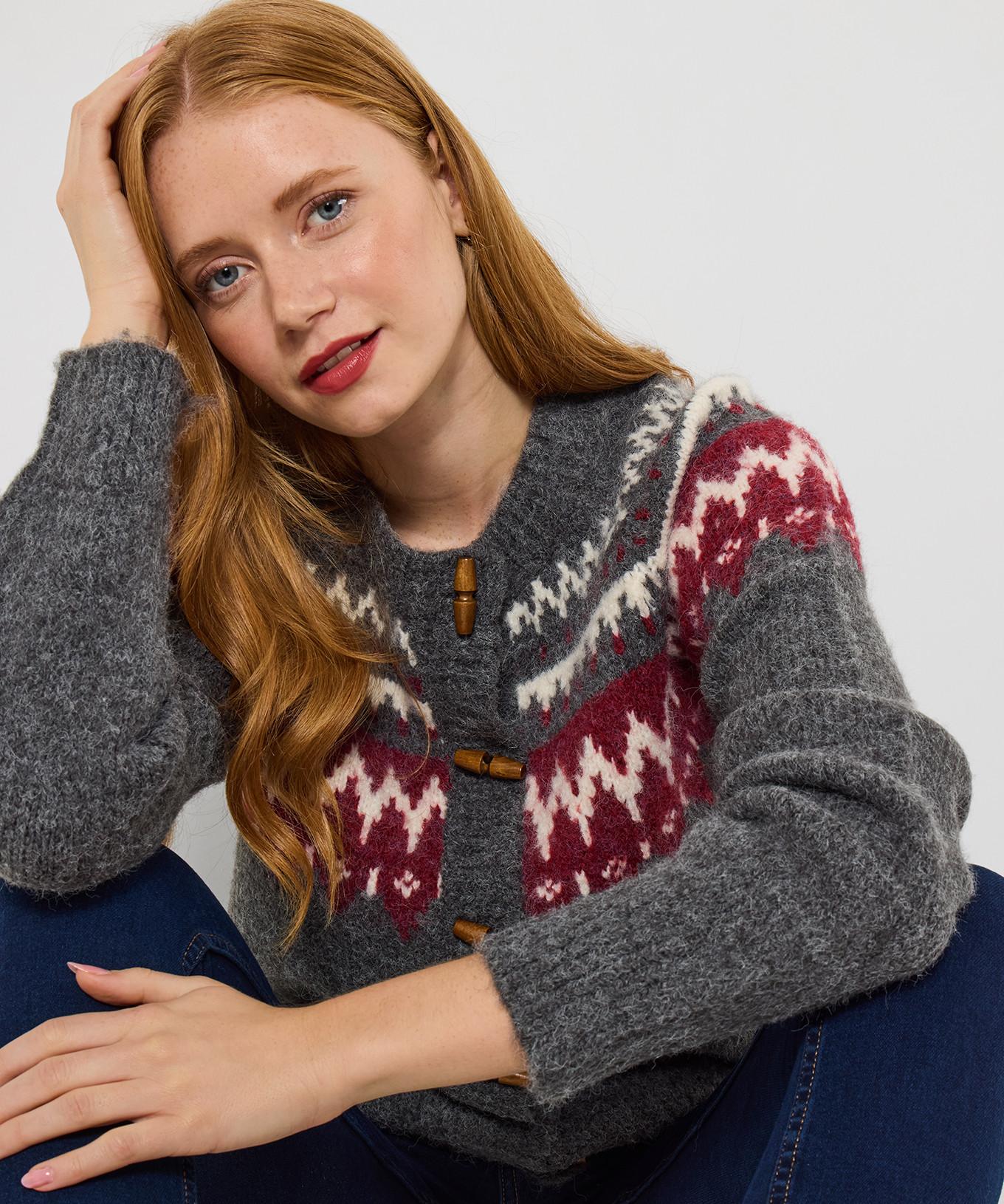 Joe Browns Cardigan Fair Isle con chiusura a alamari  