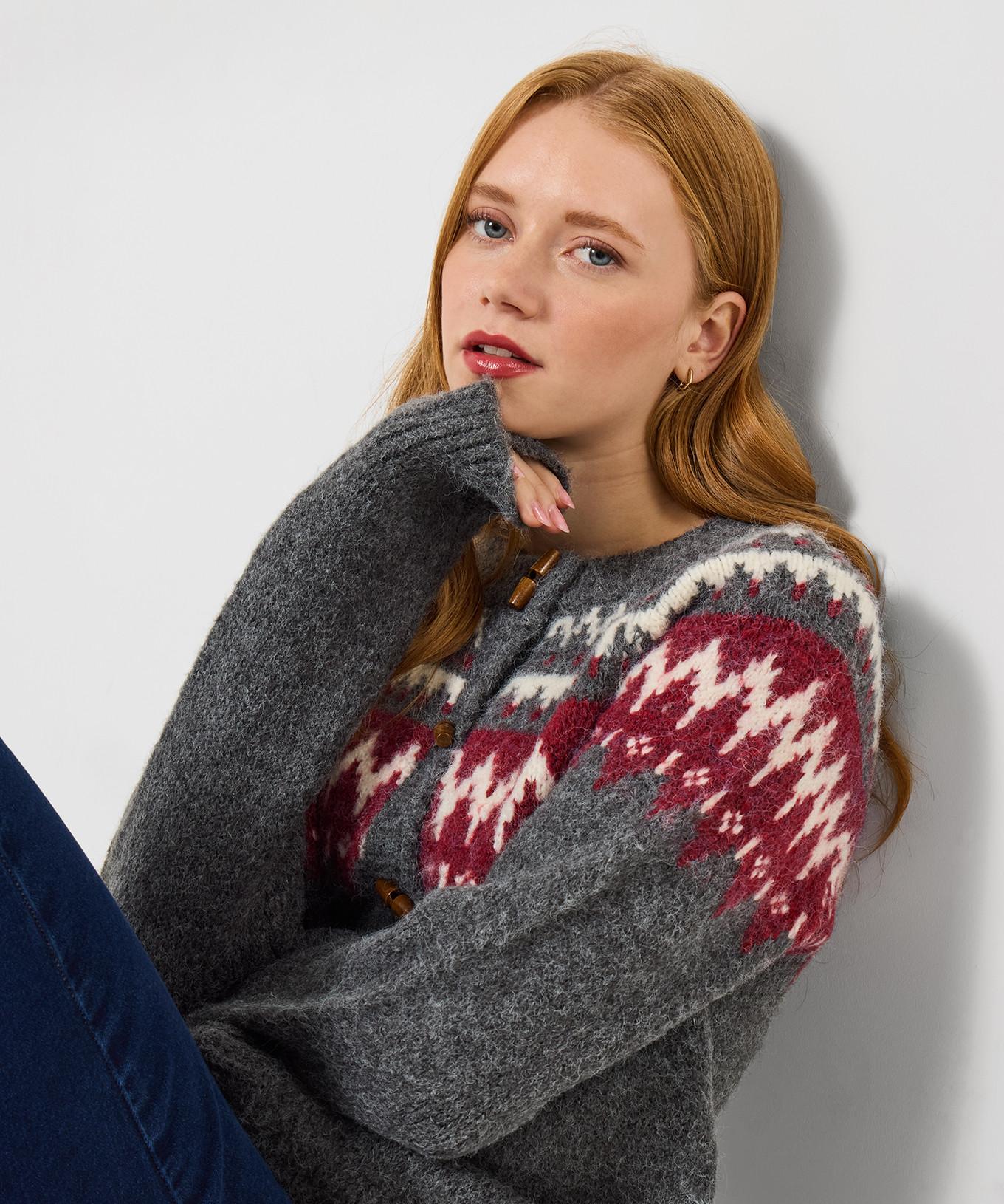 Joe Browns Cardigan Fair Isle con chiusura a alamari  