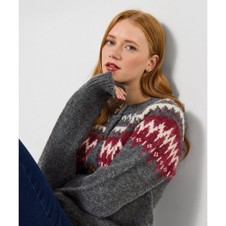 Joe Browns Cardigan Fair Isle con chiusura a alamari  