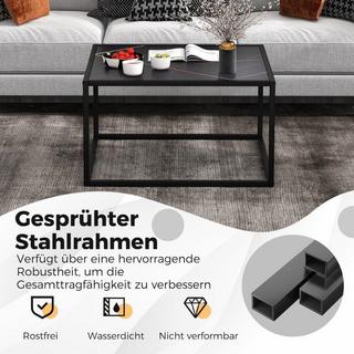 Northix Couchtisch Marmor Optik Rechteckiger Kaffeetisch mit Tischplatte aus Kunstmarmor 70 x 70 x 40 cm Schwarz  