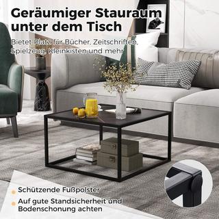 Northix Couchtisch Marmor Optik Rechteckiger Kaffeetisch mit Tischplatte aus Kunstmarmor 70 x 70 x 40 cm Schwarz  
