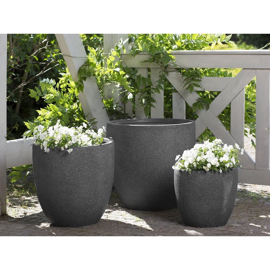 Beliani Blumenkübel aus Lehm-Faser-Mischung Modern KANNIA  