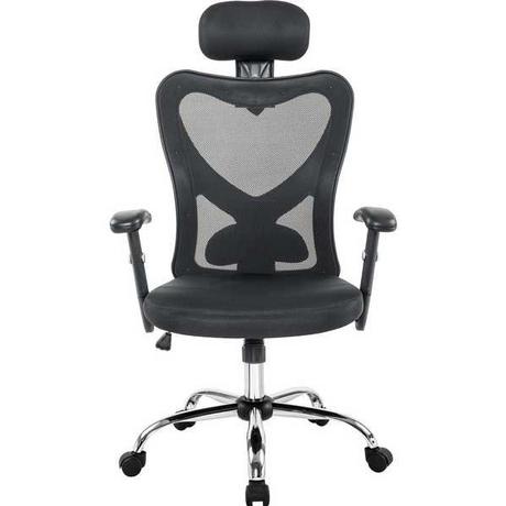 mutoni Chaise de bureau pivotante noire avec appuie-tête en filet  