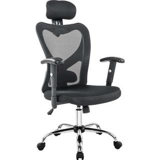 mutoni Chaise de bureau pivotante noire avec appuie-tête en filet  