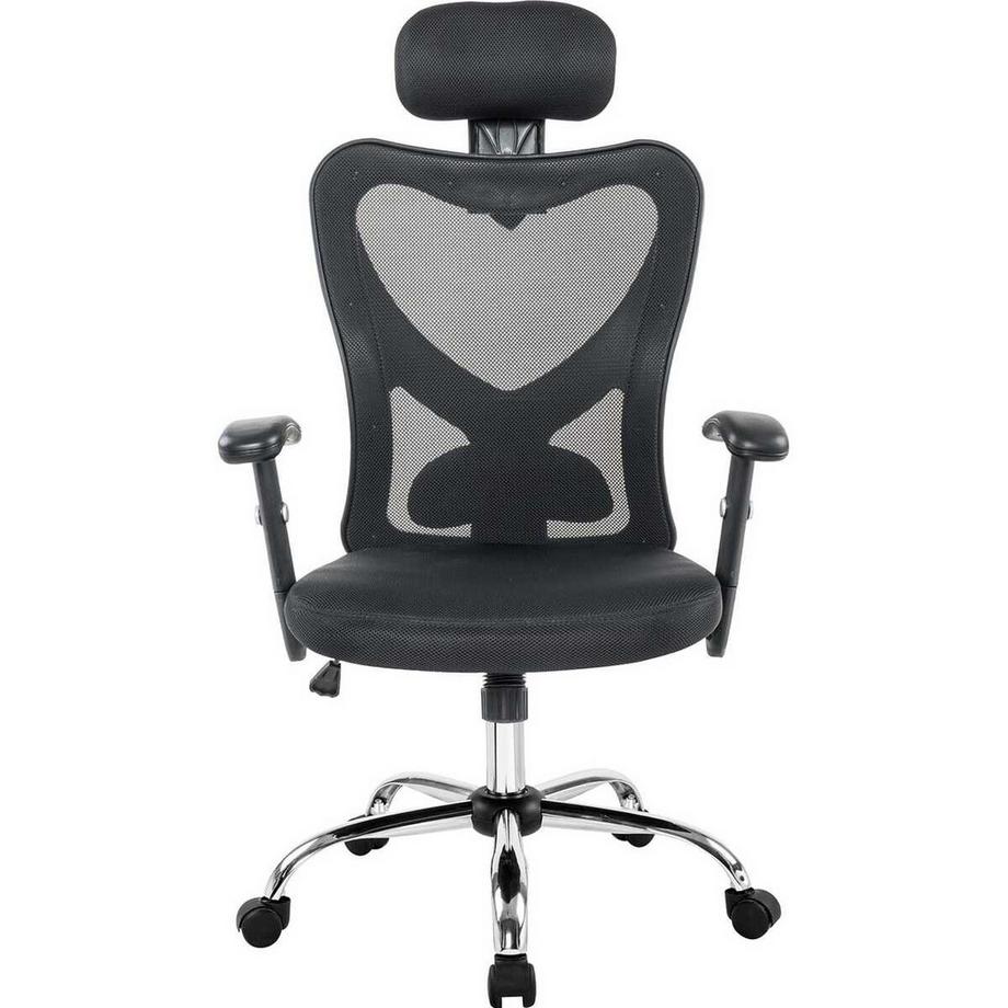 Chaise de bureau pivotante noire avec appuie-tête en mesh