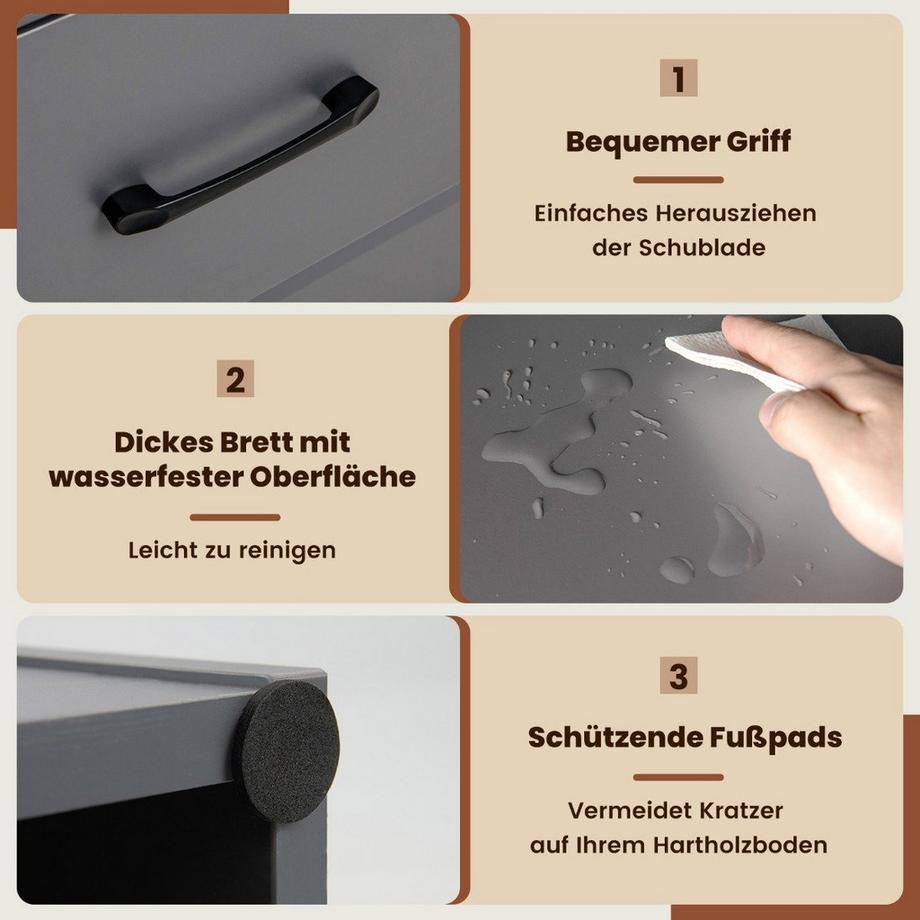 Northix Bücherregal mit Schubladen 4 Ebenen Lagerregal aus Holz S  