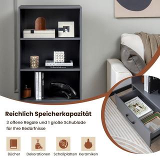 Northix Bücherregal mit Schubladen 4 Ebenen Lagerregal aus Holz S  