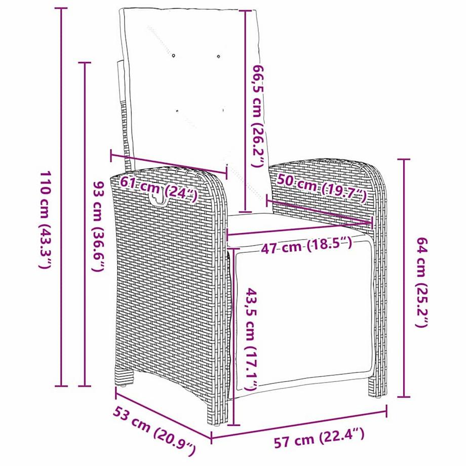 VidaXL Ensemble de salle à manger pour jardin poly rattan  