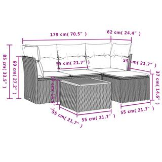 VidaXL Ensemble de canapés de jardin rotin synthétique  