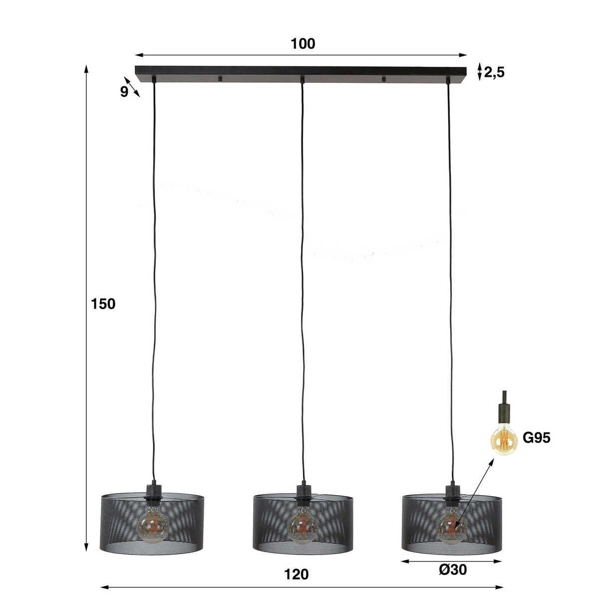 mutoni industrial Hängelampe Mesh Round Artic 3L  