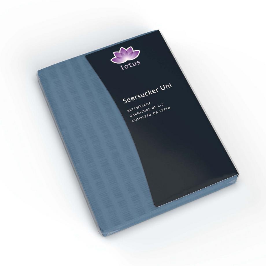 Lotus Bettwaren Lotus Biancheria da Letto Raso Seersucker Tinta Unita  