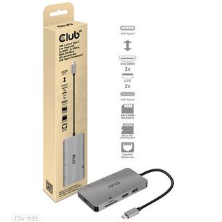 Club3D  CSV-1593 hub & concentrateur USB 3.2 Gen 1 (3.1 Gen 1) Type-C 16200 Mbit/s Métallique 