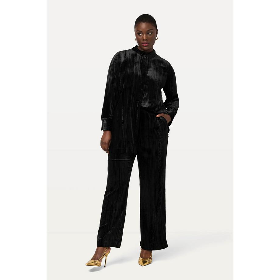 Ulla Popken Crashsamt Weites Bein Elastikbund Samthose  