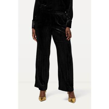 Pantalon en velours froissé, jambe large et ceinture élastique