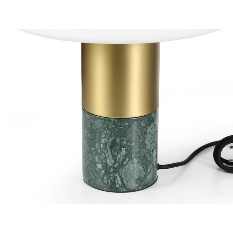 Vente-unique  Lampada da tavolo fungo D. 30 x H. 35 cm in Marmo, Metallo e Vetro Bianco e Dorato - LANGFORD 