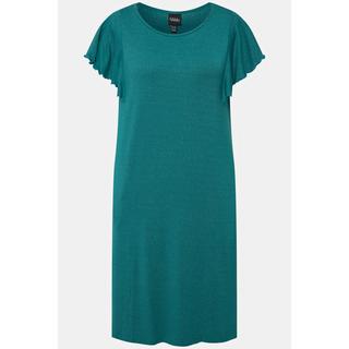 Ulla Popken Abito Midi Righe Brillanti Scollo Rotondo Mezze Maniche Ad Aletta  