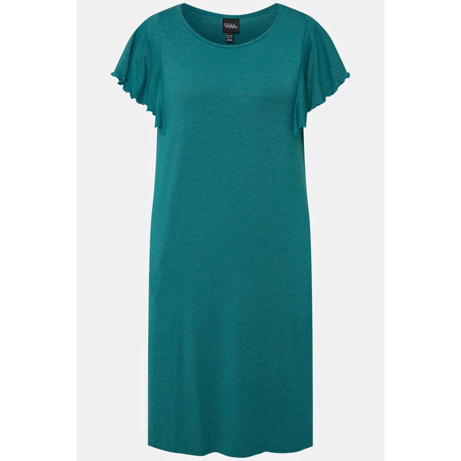 Ulla Popken Abito Midi Righe Brillanti Scollo Rotondo Mezze Maniche Ad Aletta  