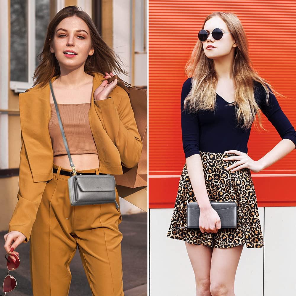 Only-bags.store Portafoglio Piccolo Scomparti Carte di Credito Tasca Telefono con Cerniera 2 Cinghie  