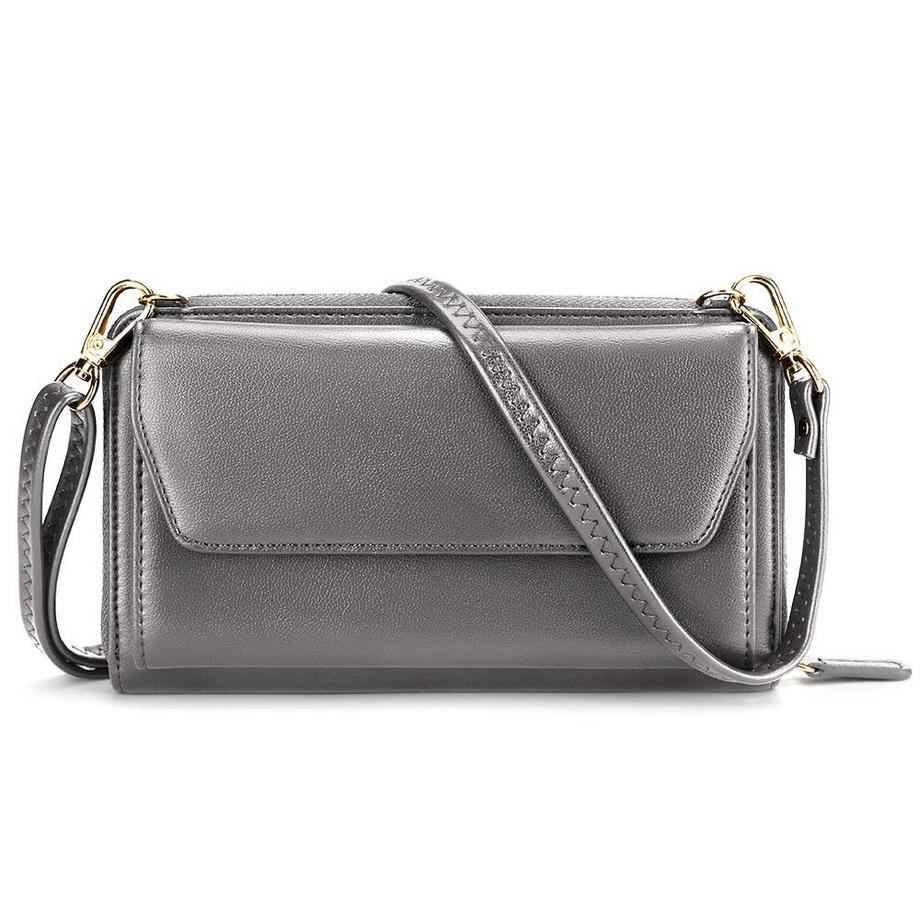 Kleines Portemonnaie mit Kreditkartenfächern, Handytasche mit Reißverschluss um 2 Riemen