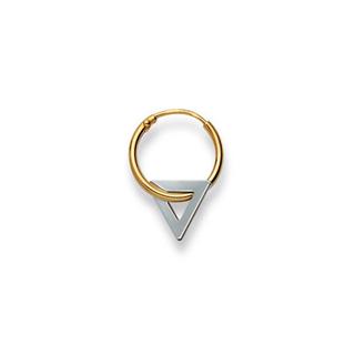 MUAU Schmuck  Créole simple avec triangle bicolore jaune/blanc or 750, 13mm 