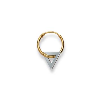 Créole simple avec triangle bicolore jaune/blanc or 750, 13mm