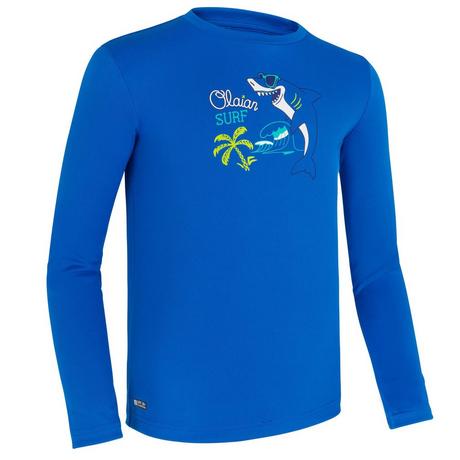 OLAIAN  water tee shirt anti UV surf manches longues enfant bleu imprimé 