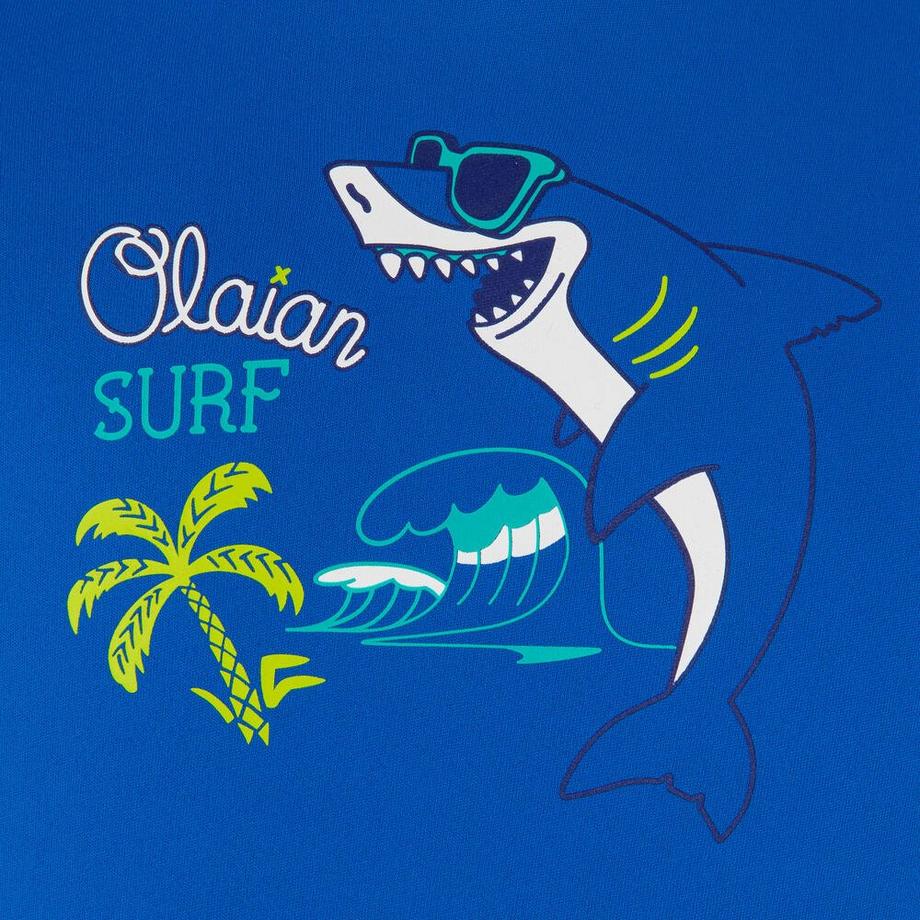 OLAIAN  Wasser-T-Shirt langarm UV-Schutz Surfen Kinder blau bedruckt 