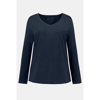 Ulla Popken  Shirt, Slim, V-Ausschnitt, Langarm 