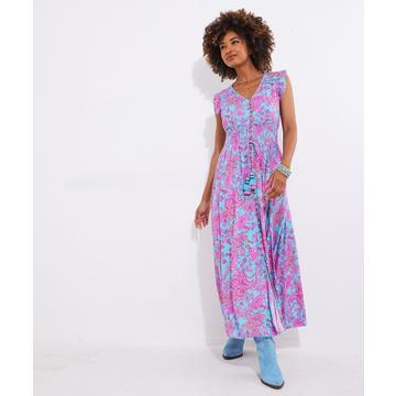 Gerafftes Paisley-Maxikleid