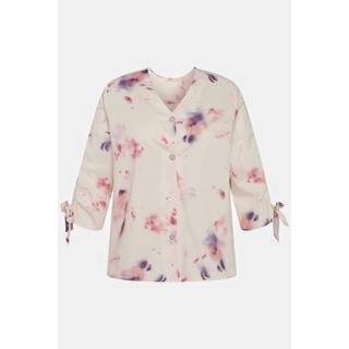 Ulla Popken  Bluse, Oversized, V-Ausschnitt, 3/4-Arm, Biobaumwolle 