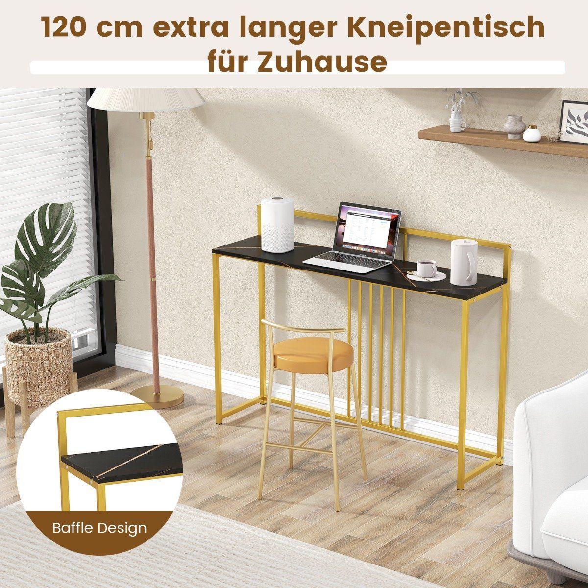 B2X 120 cm Konsolentisch mit Marmoroptik & Goldfarbenem Metallgestell Moderner Flurtisch Schwarz  