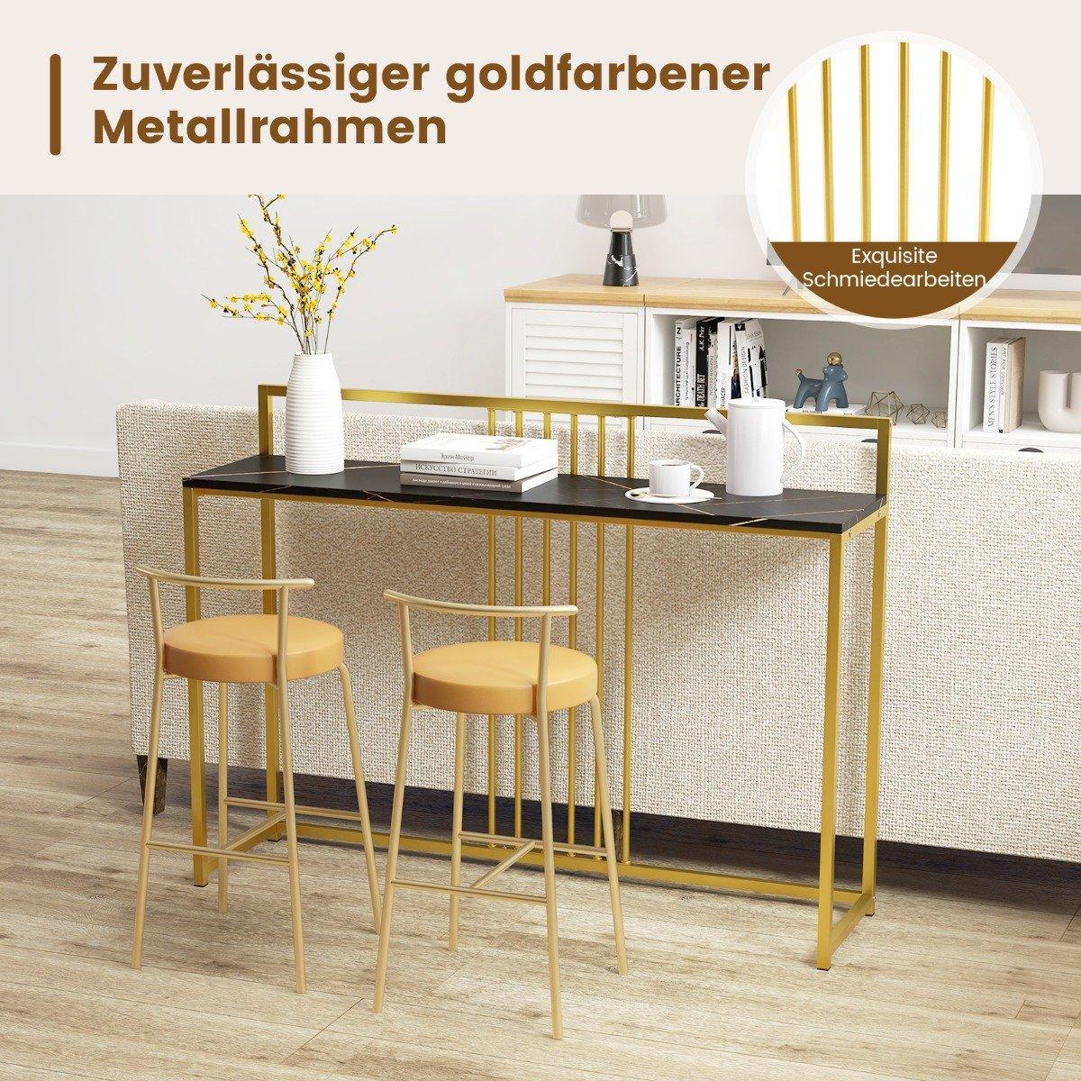 B2X 120 cm Konsolentisch mit Marmoroptik & Goldfarbenem Metallgestell Moderner Flurtisch Schwarz  