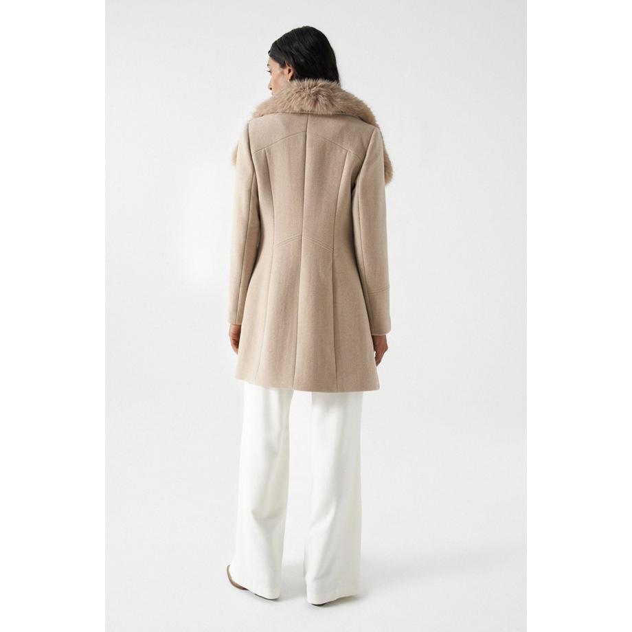 Salsa Cappotto di lana con collo in pelliccia  