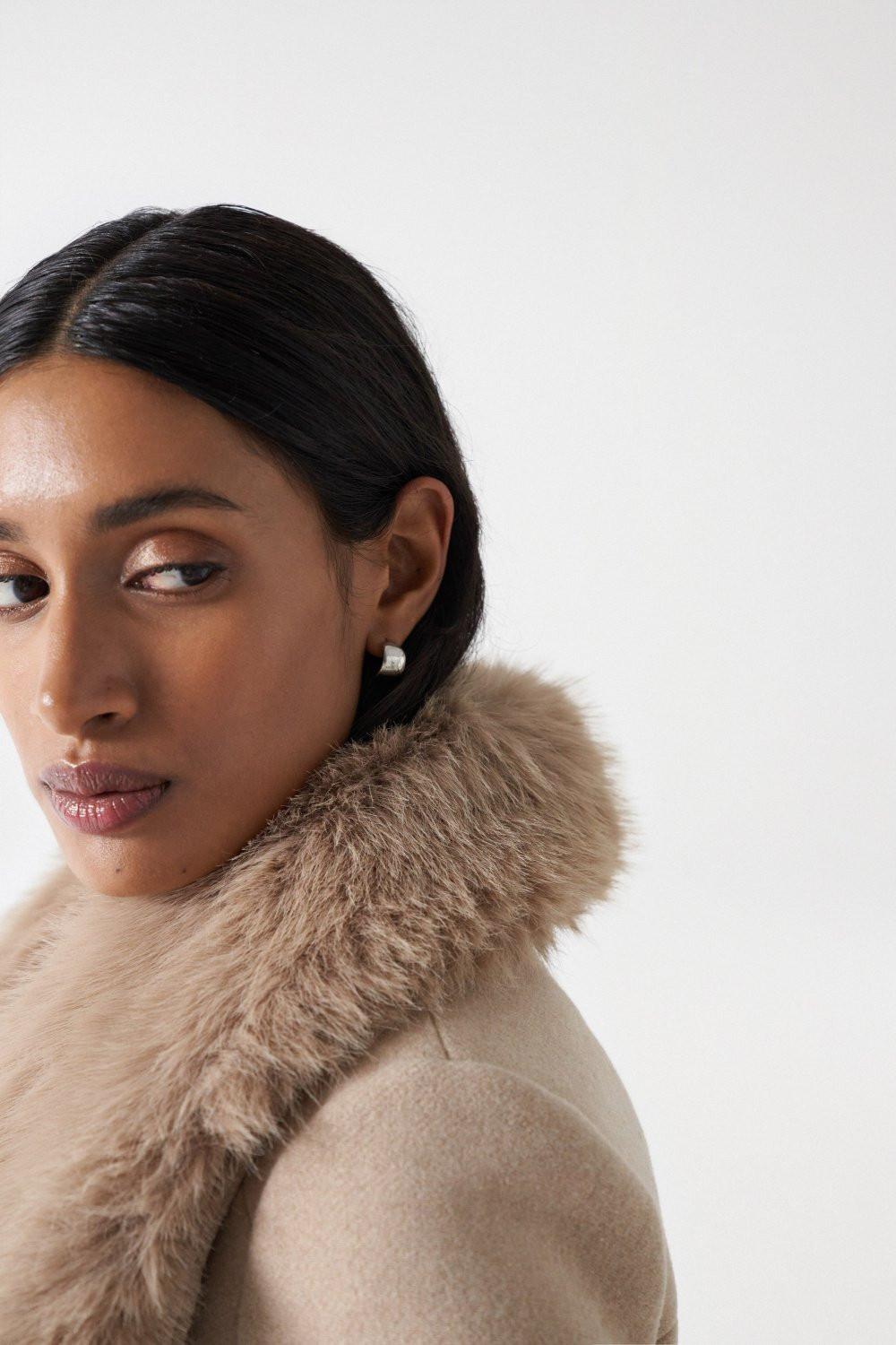 Salsa Wollmantel mit Pelzkragen  