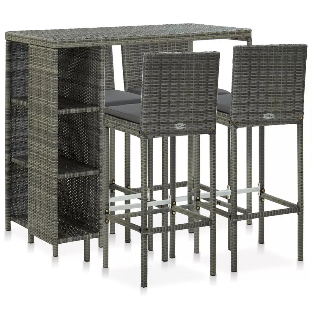 VidaXL - Gartenbar-set poly-rattan, One Size, Grau