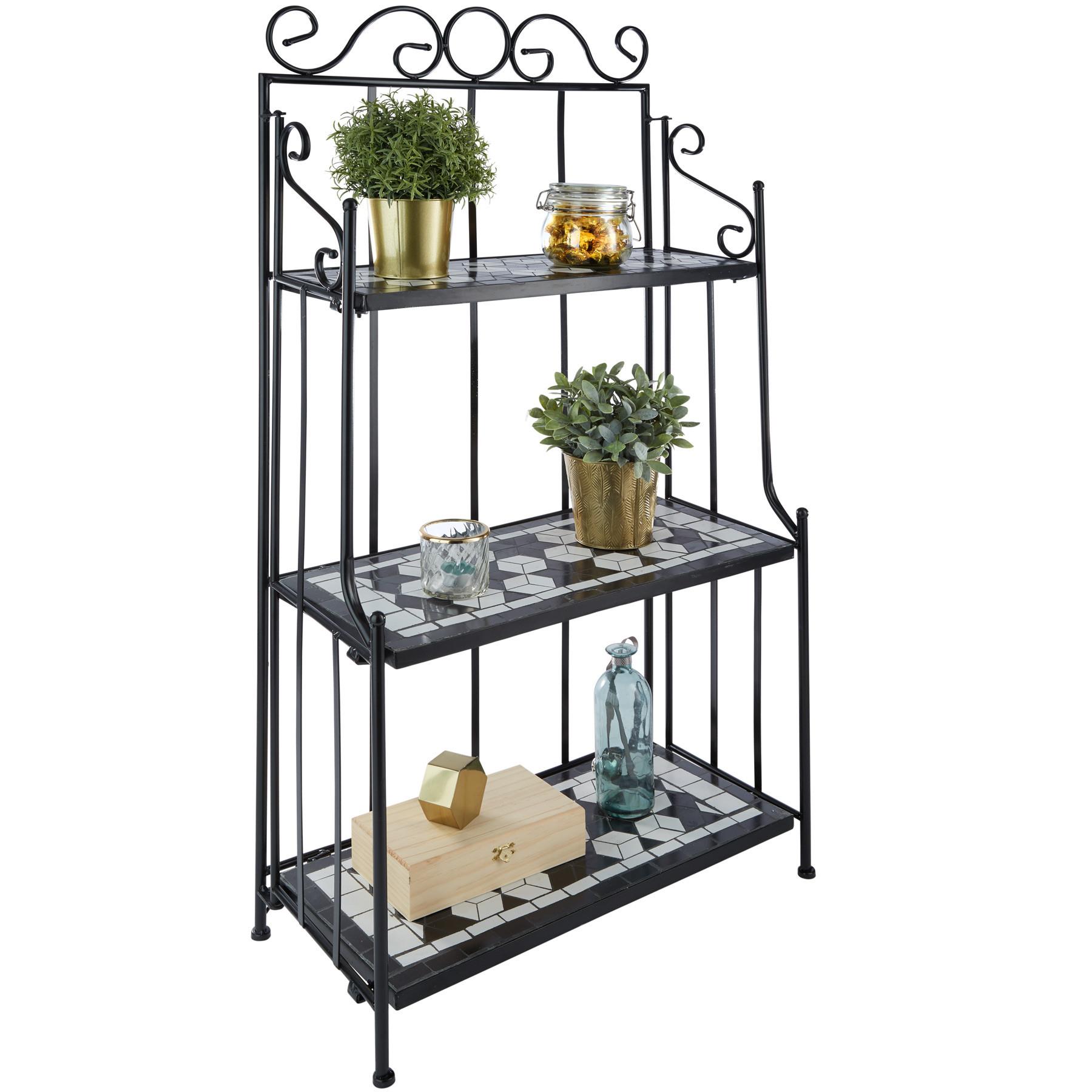 Tectake Etagère pour plantes mosaïque 3 niveaux  