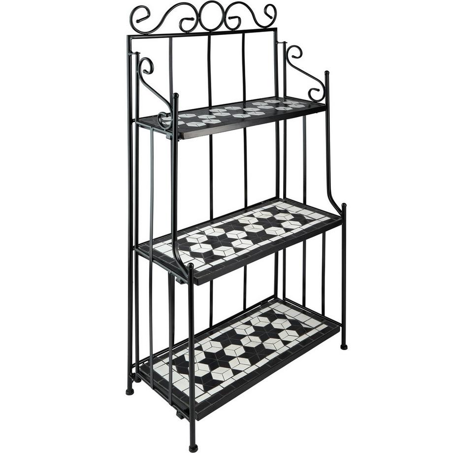 Metallregal  mit 3 Mosaikböden geschwungene Verzierungen