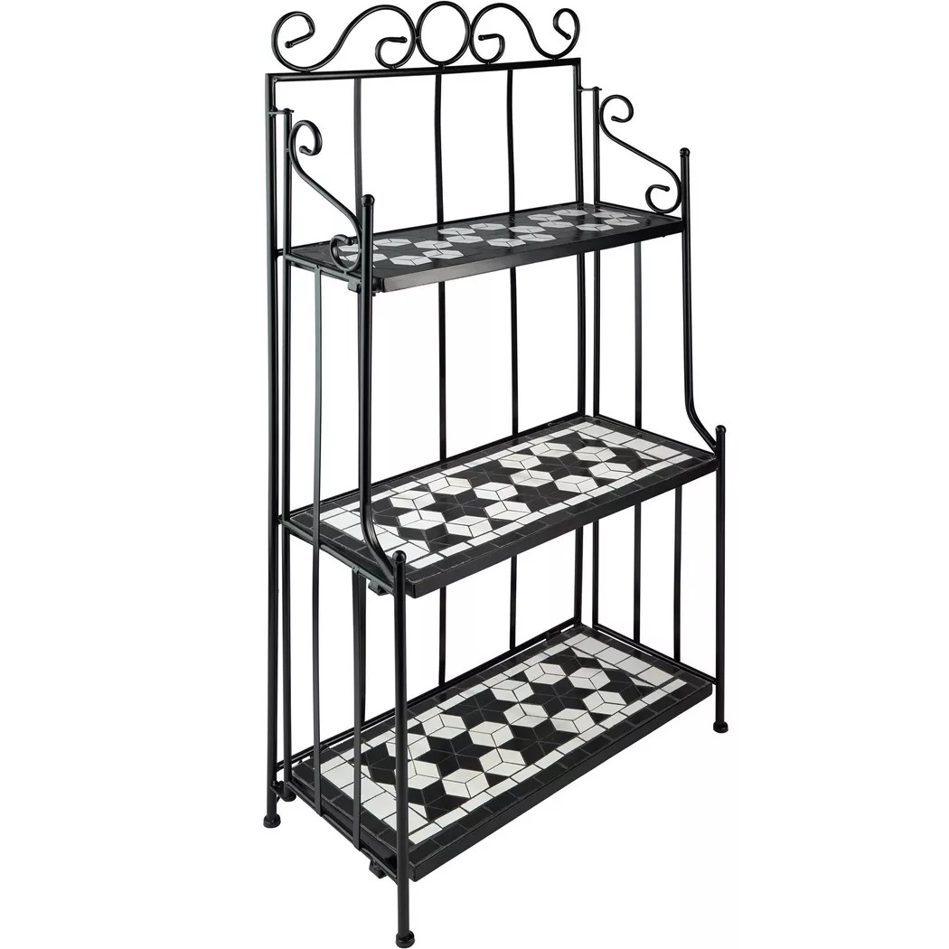 Tectake - Escalier à plantes  avec 3 étagères en mosaïque, 29cm, Blanc
