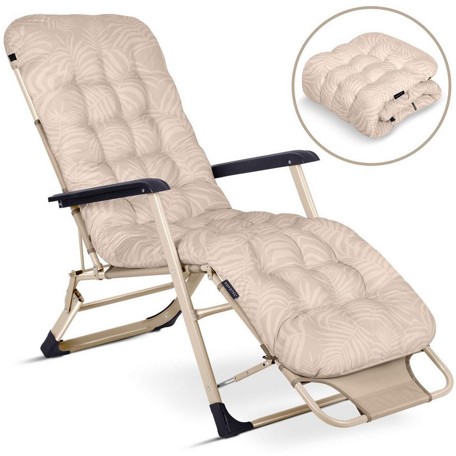 B2X Chaise longue de jardin pliante avec coussin Sofotel ChillWell beige  