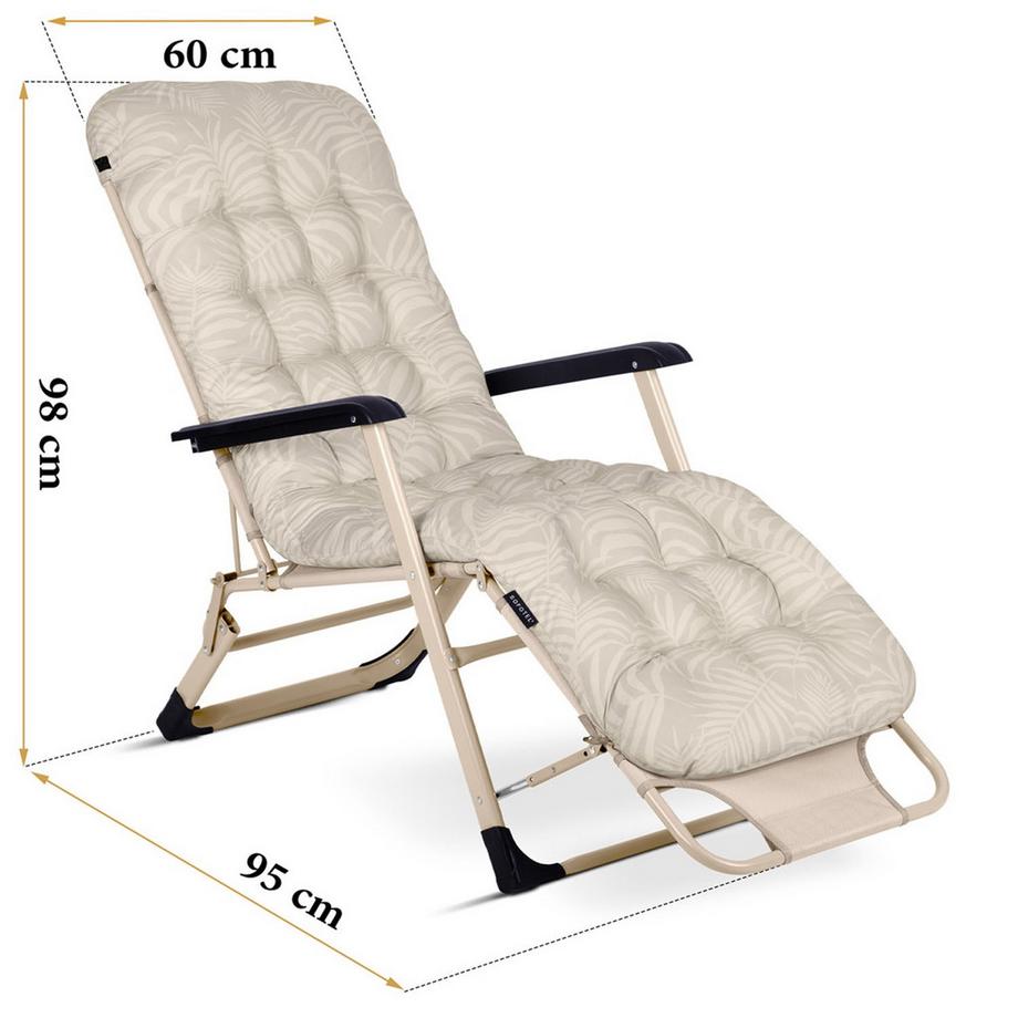 B2X Chaise longue de jardin pliante avec coussin Sofotel ChillWell beige  