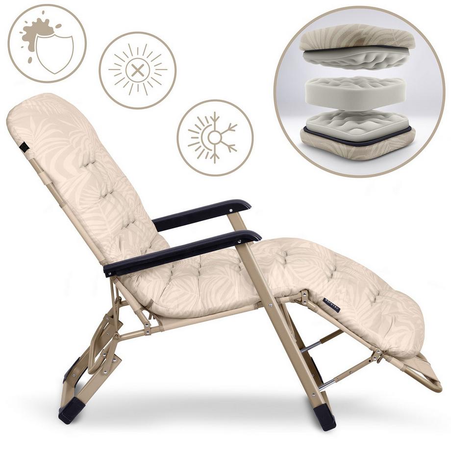 B2X Chaise longue de jardin pliante avec coussin Sofotel ChillWell beige  