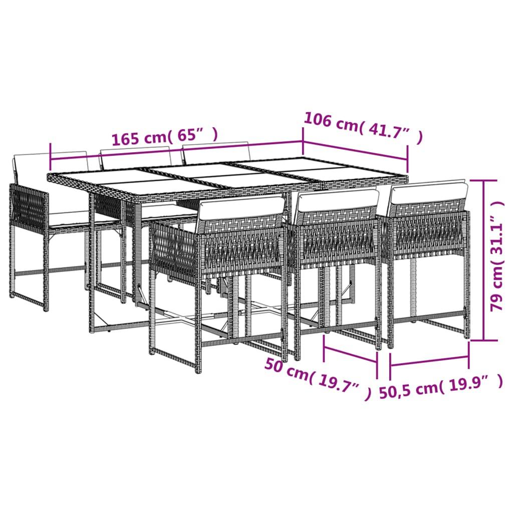 VidaXL Ensemble de salle à manger de jardin rotin synthétique  