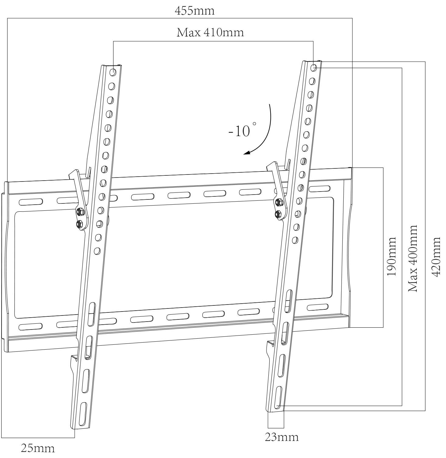 VCM Universal TV Halterung | VESA Wandhalterung | Halter Fernsehhalter flach neigbar | Belastbarkeit bis zu 25kg - B-FN 400  