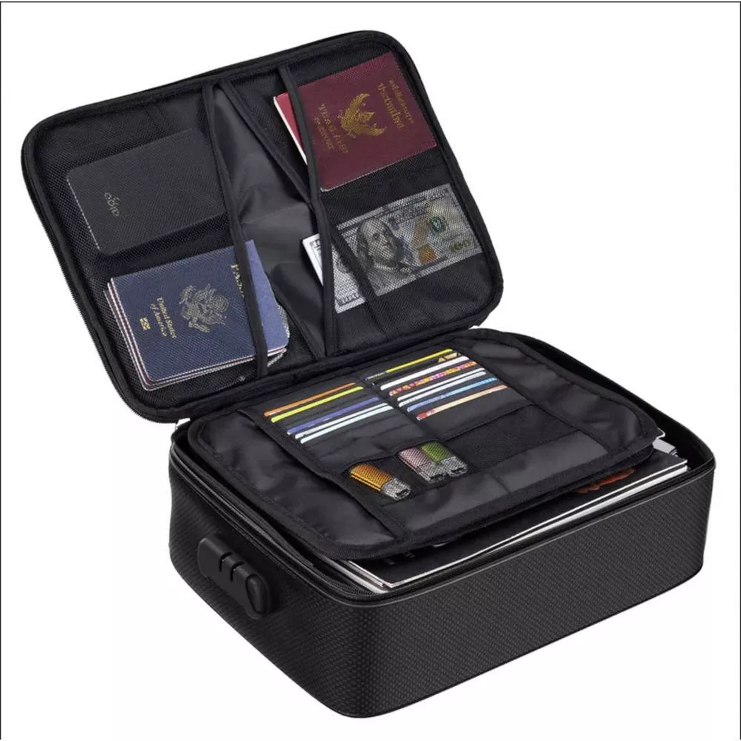 kh-security - Feuerfester Dokumenten-Organizer, 90X120MM, Schwarz