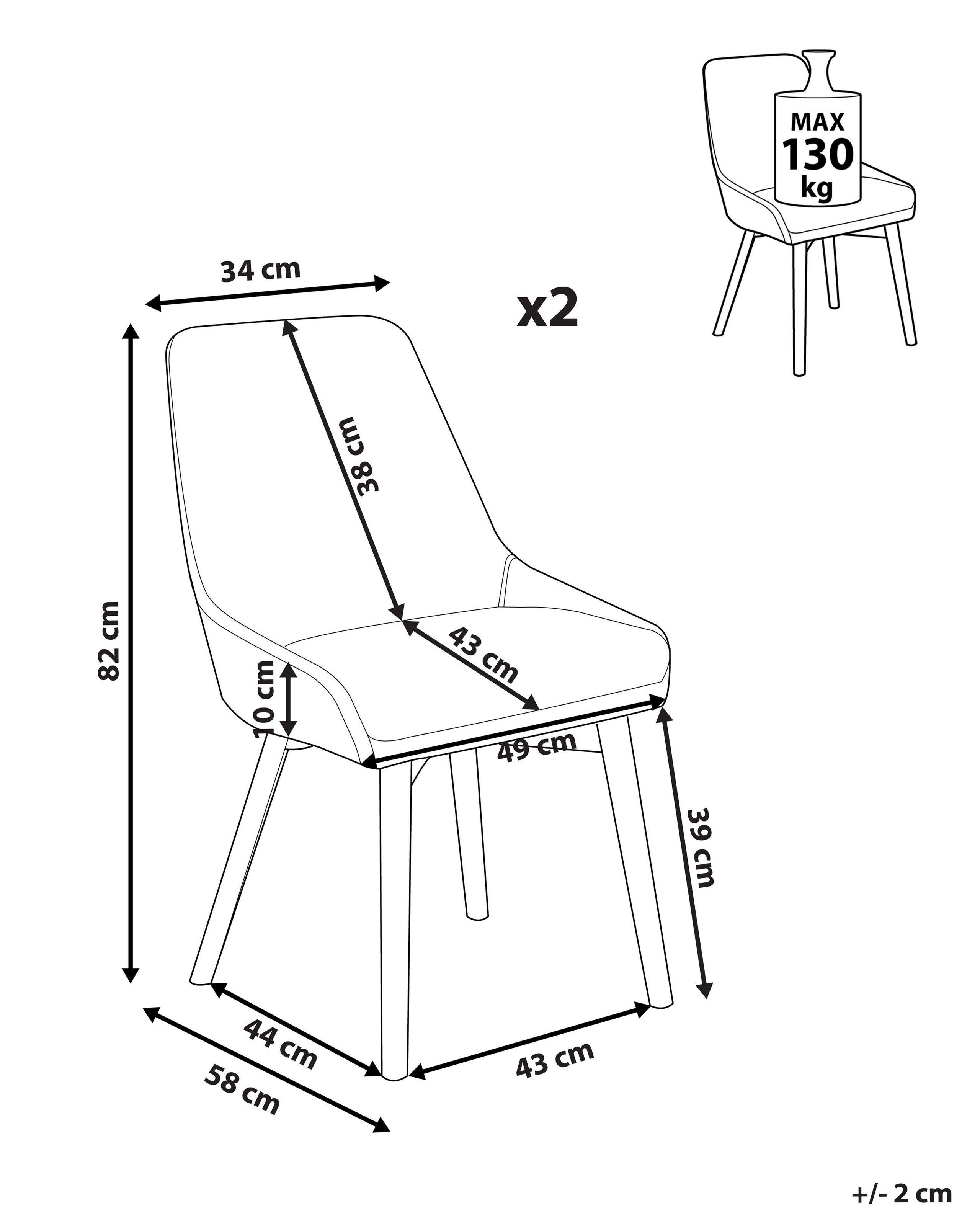 Beliani Lot de 2 chaises en Polyester Moderne MELFORT  