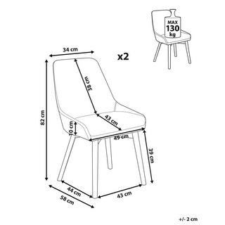 Beliani Esszimmerstuhl 2er Set aus Stoff Modern MELFORT  