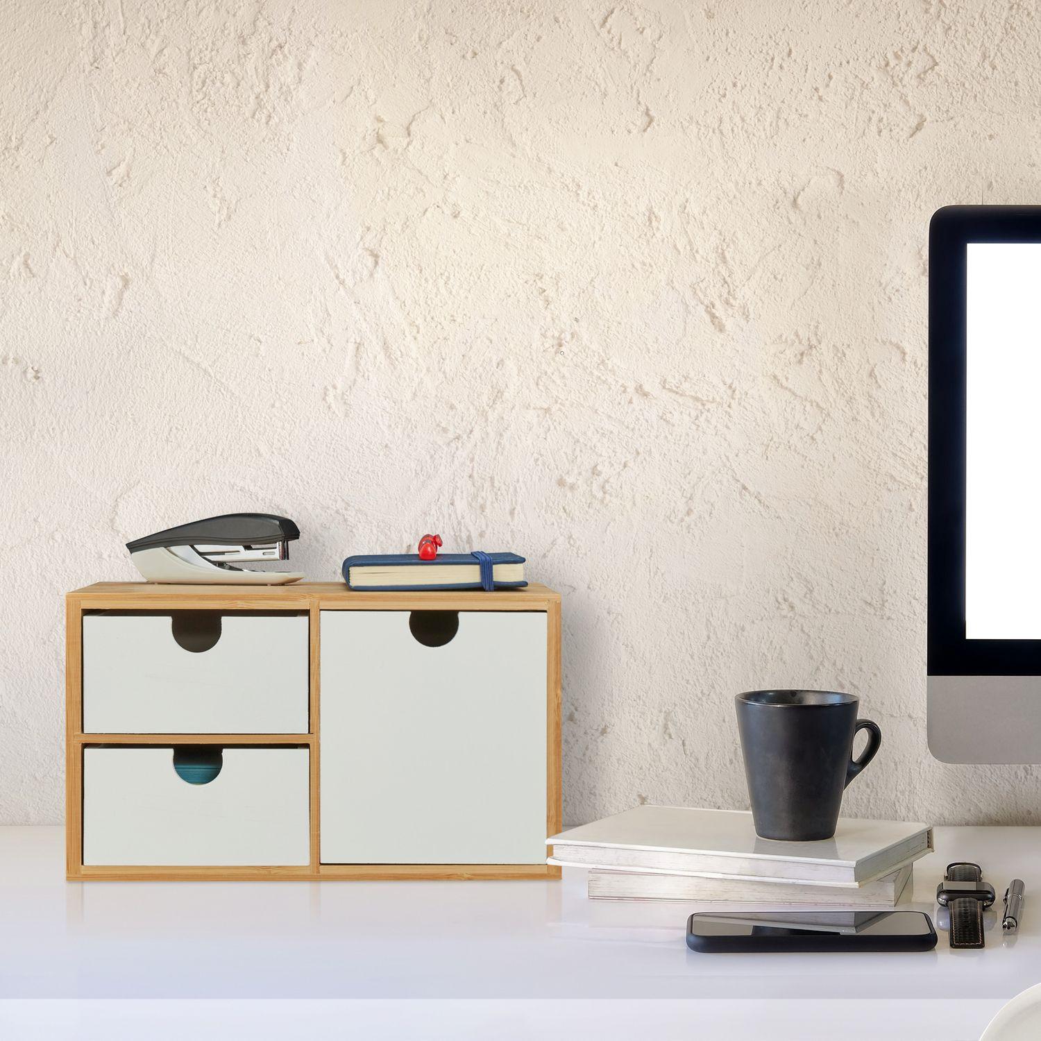 B2X Cassettiera in bambù e MDF a 3 scomparti  